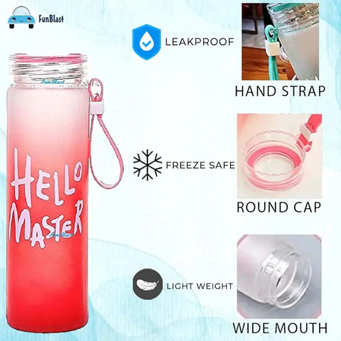 Hello Master Glass Water Bottle for School College Office 480 ml