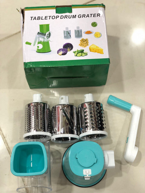 New Vegetable Cutter & Slicer Manual Kitchen Cheese Chopper Machine With 3 Sharp Drums Multifunctional Garlic Potato Shredder For Easy Food Preparation