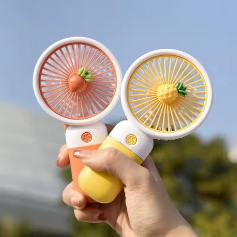Rechargeable Mini Handy Fruit Character Fan Portable USB Cooling Fan Cute Design Handheld Fan For Kids And Travel - With Cable