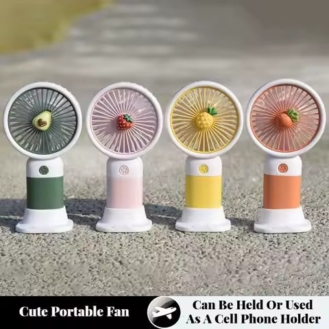 Rechargeable Mini Handy Fruit Character Fan Portable USB Cooling Fan Cute Design Handheld Fan For Kids And Travel - With Cable